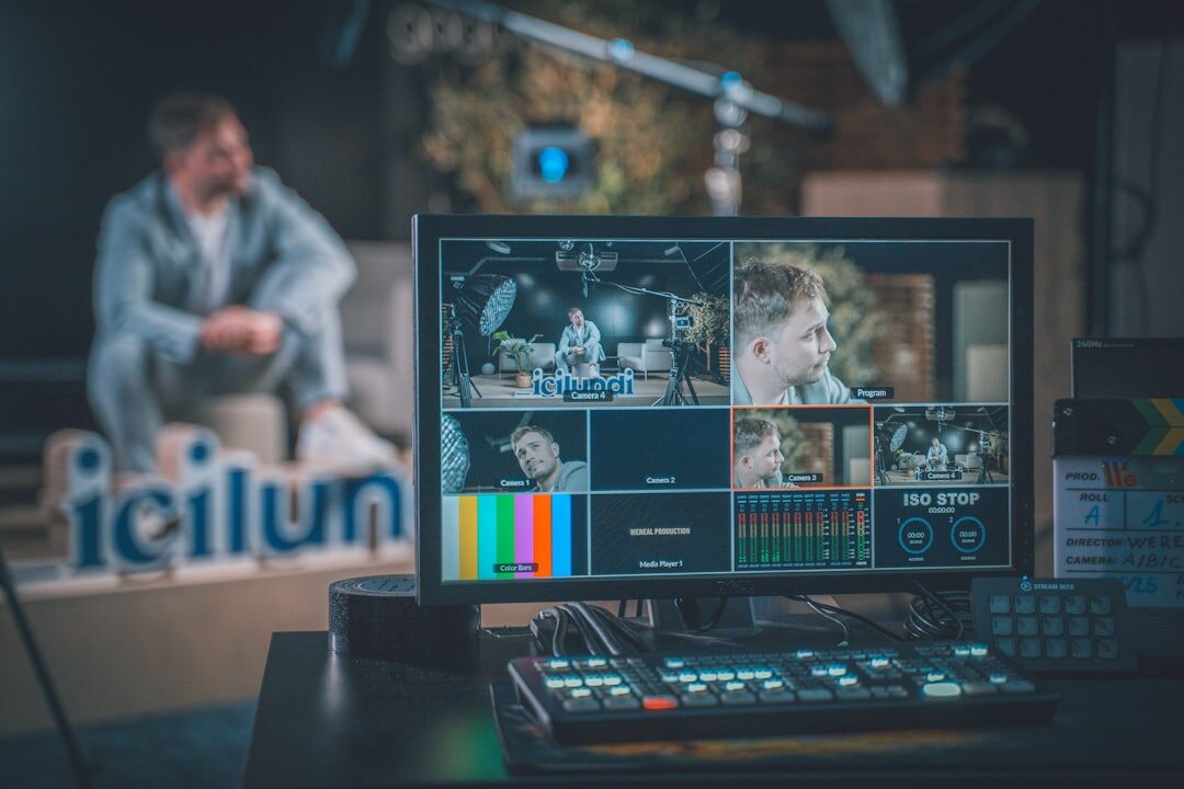 Broadcast engineering team working in a technical studio