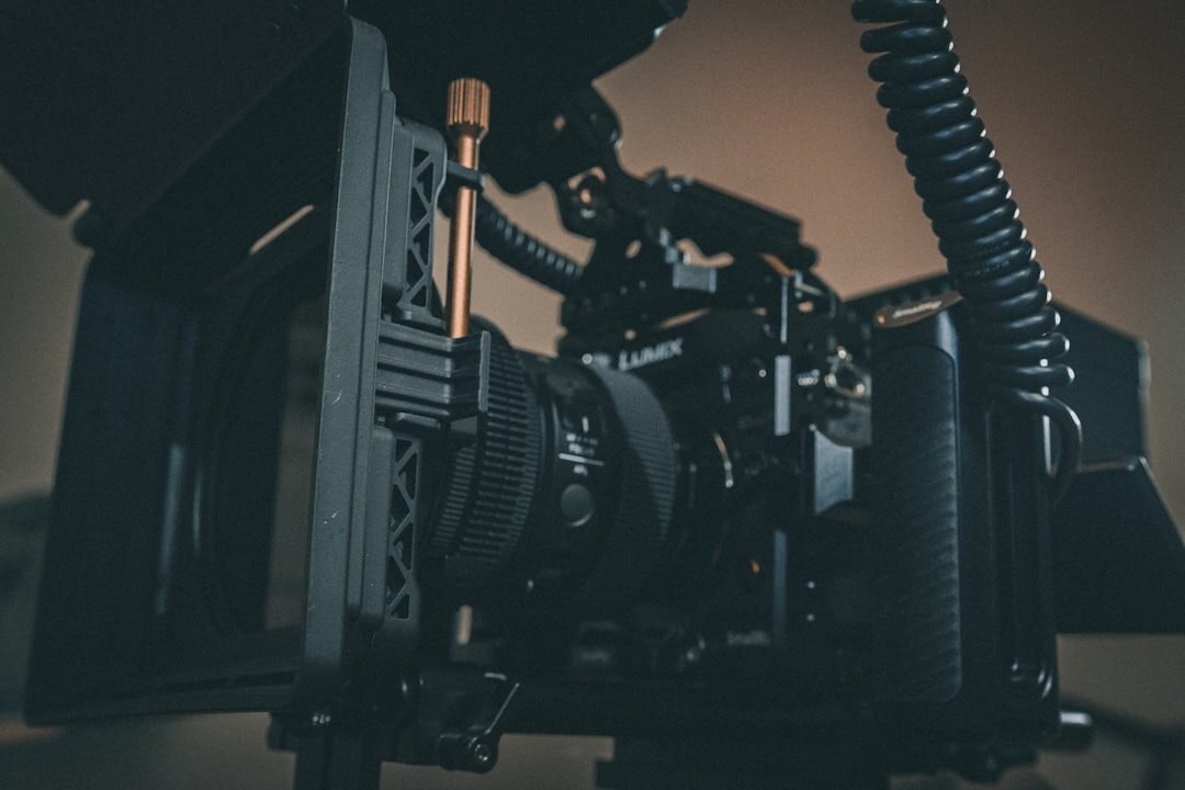 Close-up of professional camera beam transmission equipment
